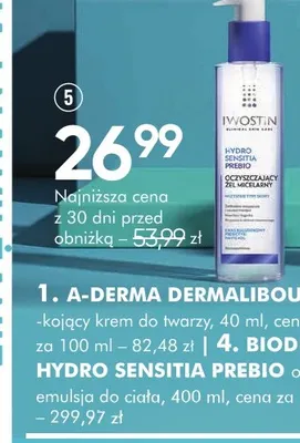Oczyszczający żel micelarny Iwostin Hydro Sensitia Prebio promocja w Super-Pharm