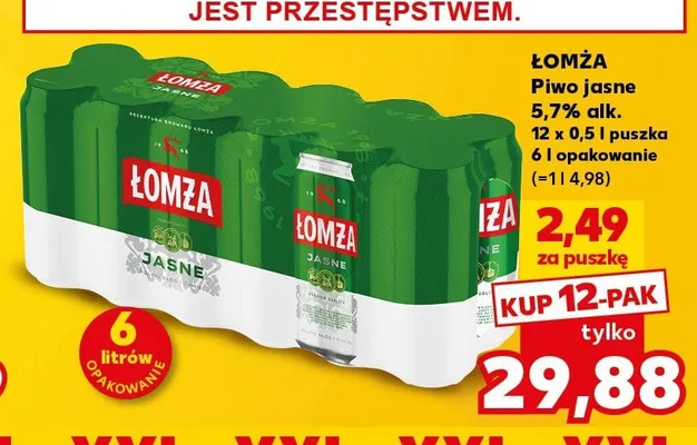 Piwo Łomża jasne 12-pak promocja w Kaufland