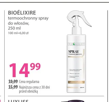 Termoochronny spray do włosów Bioélixire promocja w Hebe