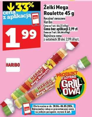 Żelki Mega Roulette kwaśne owocowe Haribo promocja w TOPAZ