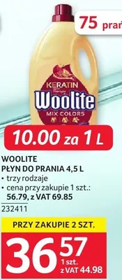 Płyn do prania Woolite 4.5L - cena przy zakupie 1 szt: 36.24, z VAT 69.85 promocja w Selgros