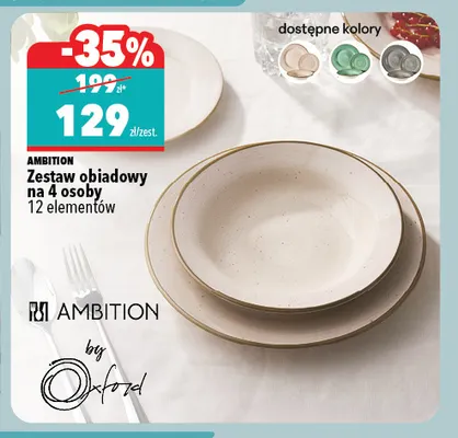 Zestaw obiadowy na 4 osoby 12 elementów Ambition promocja w Biedronka Home