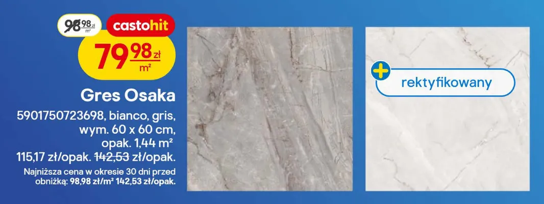 Gres Osaka bianco, gris promocja w Castorama
