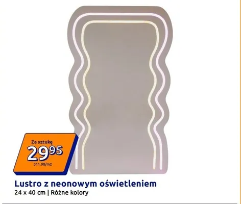 Lustro z neonowym oświetleniem promocja w Action