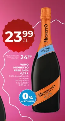 Wino bezalkoholowe Mionetto promocja w Duży Ben