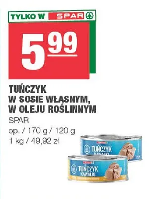 Tuńczyk w oleju roślinnym Spar promocja w SPAR