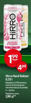 Hard seltzer Hirro Raspberry & Rosemary promocja w Żabka