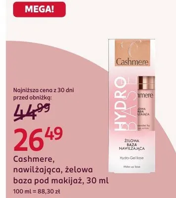 Żelowa baza pod makijaż nawilżająca Cashmere Hydro Base promocja w Rossmann