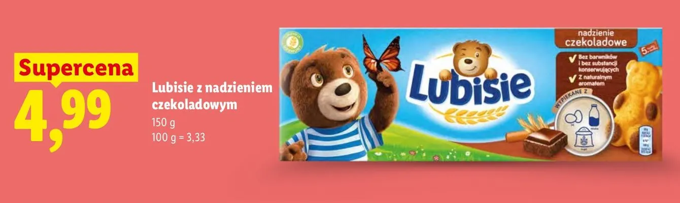 Ciastka Lubisie z nadzieniem czekoladowym promocja w Lidl