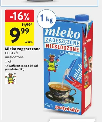 Mleko zagęszczone niesłodzone Gostyń promocja w Intermarche
