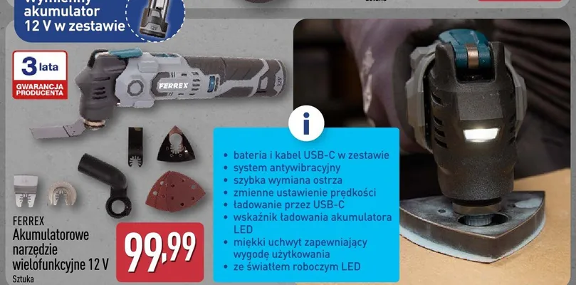 Akumulatorowe narzędzie wielofunkcyjne 12V FERREX promocja w Aldi