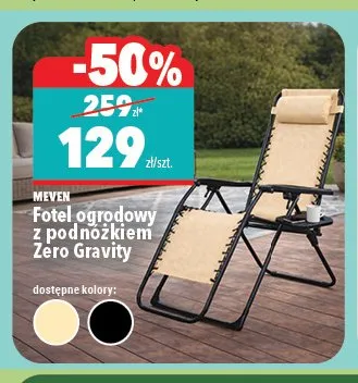 Fotel ogrodowy z podnóżkiem Zero Gravity Meven promocja w Biedronka Home