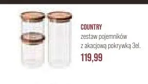 Zestaw pojemników z akacjową pokrywką Country 3el. promocja w Stokrotka