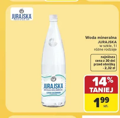 Woda mineralna Jurajska lekko gazowana promocja w Carrefour Market