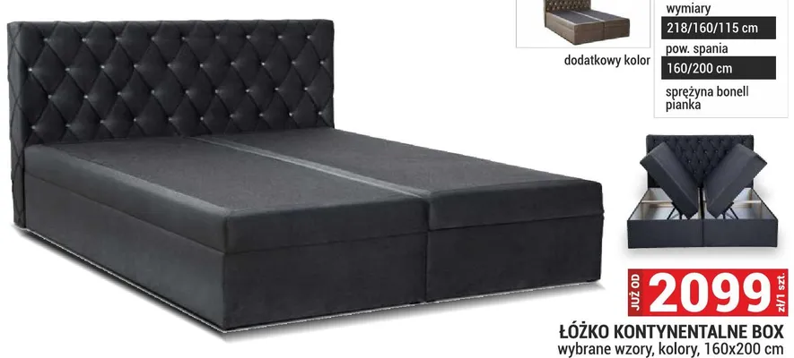 Łóżko kontynentalne box wybrane wzory, kolory, 160x200 cm promocja w Merkury Market