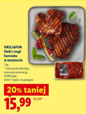 Steki z nogi kurczaka w marynacie Grill&Fun promocja w Lidl