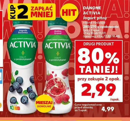 Jogurt pitny Activia jagoda borówka promocja w Kaufland