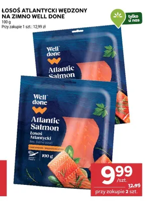 Łosoś atlantycki wędzony na zimno Well Done promocja w Stokrotka