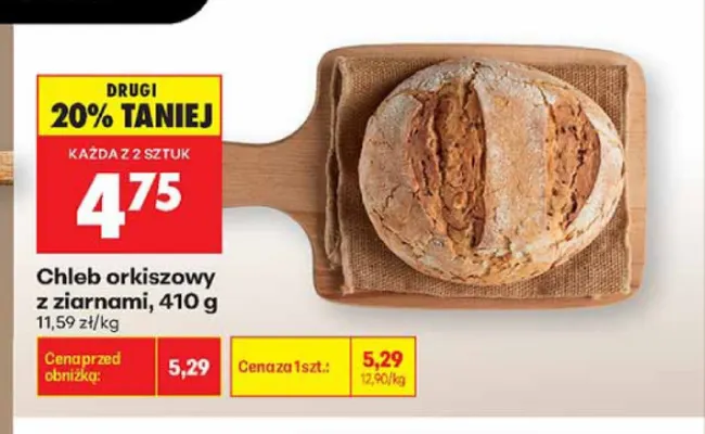 Chleb orkiszowy z ziarnami promocja w Biedronka