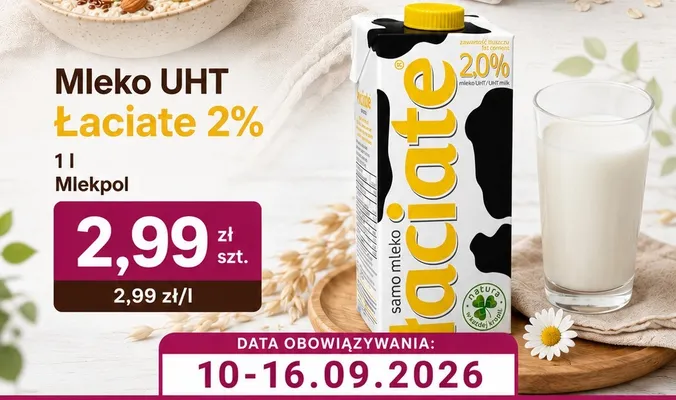 Mleko UHT Łaciate 2% promocja w emma MARKET