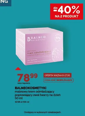 Krem odmładzający malinowy poprawiający owal twarzy na dzień BALNEOKOSMETYKI promocja w Ziko Dermo