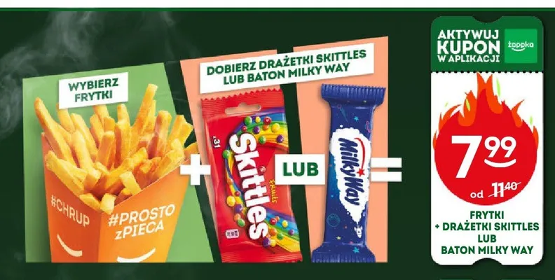 Zestaw Frytki 150 g i Drażetki Skittles Fruit 38 g promocja w Żabka