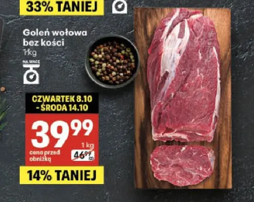 Goleń wołowa bez kości promocja w Delikatesy Centrum