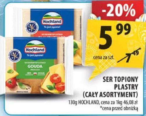 Ser topiony plastry (cały asortyment) promocja w Arhelan