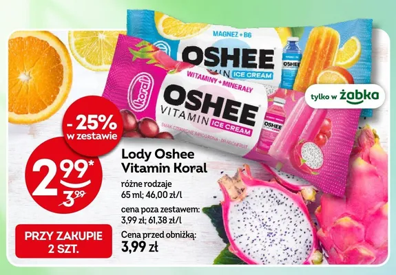 Lody Oshee Vitamin Koral Magnez + B6 promocja w Żabka