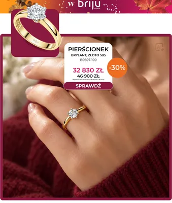 Pierścionek brylant złoto 585 B0607-100 Briju promocja w Briju