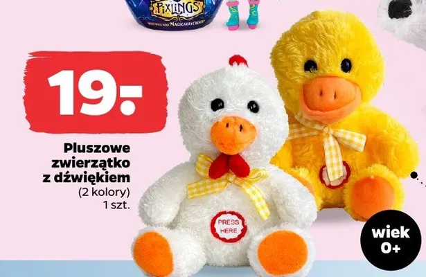 Pluszowe zwierzątko z dźwiękiem 2 kolory promocja w Netto