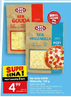 Ser mozzarella tarty wiórki Mlekovita promocja w Twój Market
