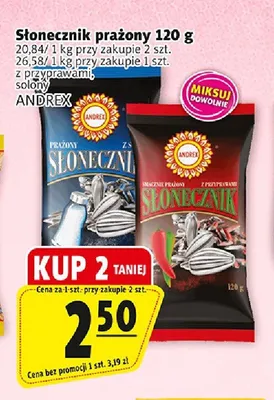 Słonecznik prażony z przyprawami ANDREX promocja w Prim Market
