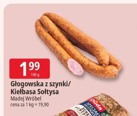 Kiełbasa Głogowska z szynki Madej Wróbel promocja w Leclerc