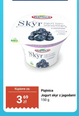 Jogurt skyr z jagodami Piątnica promocja w Biedronka