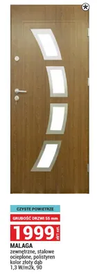 Drzwi MALAGA zewnętrzne, stalowe ocieplone, polstyren kolor złoty dąb 1,3 W/m2K, 90 promocja w Merkury Market