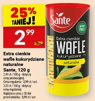 Extra cienkie wafle kukurydziane naturalne promocja w Twój Market