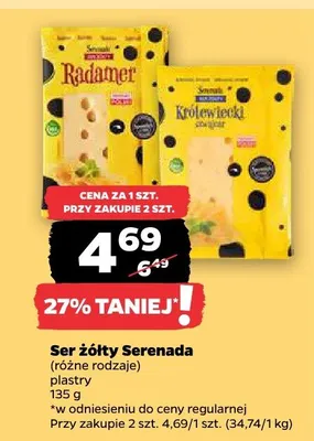 Ser żółty Serenada plastry promocja w Netto