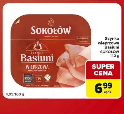 Szynka wieprzowa Basiuni Sokołów promocja w Carrefour Market