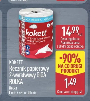 Ręcznik papierowy 2-warstwowy GIGA ROLKA Kokett promocja w Aldi