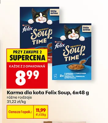 Karma dla kota Felix Soup 6-pak promocja w Biedronka