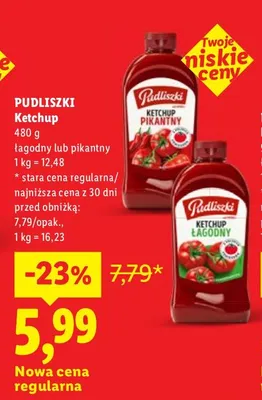 Ketchup łagodny Pudliszki promocja w Lidl