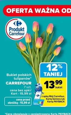 Bukiet polskich tulipanów Carrefour promocja w Carrefour Market