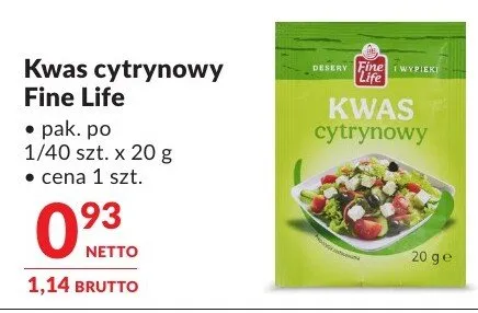 Kwas cytrynowy Fine Life promocja w Makro