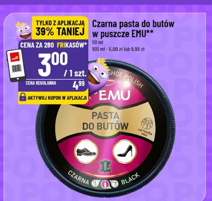 Czarna pasta do butów w puszcze EMU promocja w POLOmarket