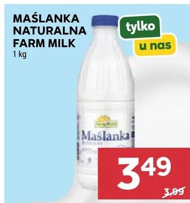 Maślanka naturalna Farm Milk promocja w Stokrotka