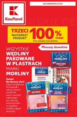 Wędliny pakowane w plastrach marki Morliny promocja w Kaufland
