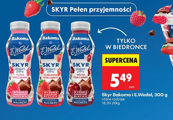 Jogurt pitny Skyr, różne rodzaje promocja w Biedronka