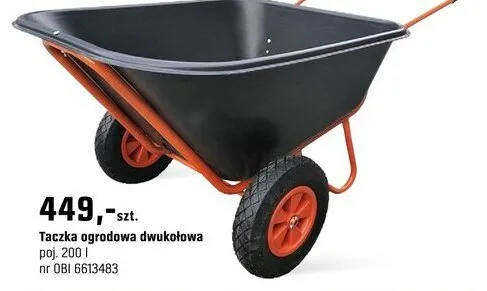 Taczka ogrodowa dwukołowa promocja w OBI