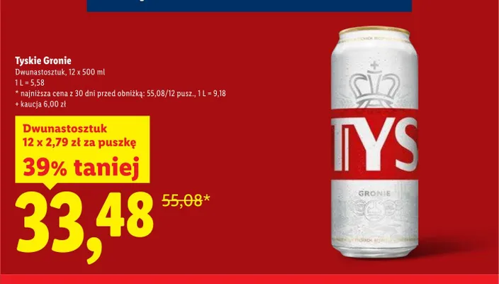 Piwo Tyskie Gronie 12-pak 500ml promocja w Lidl